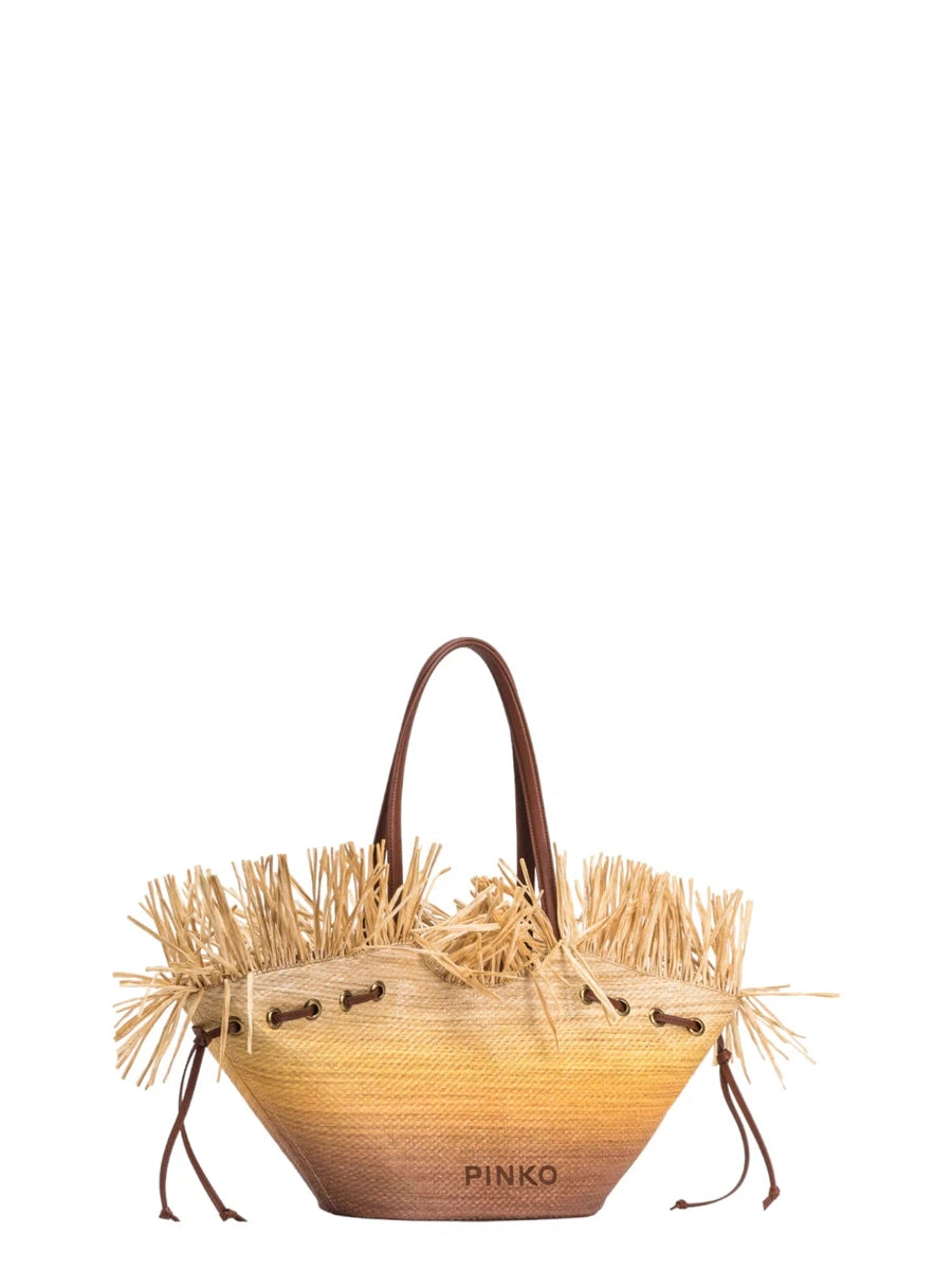 Extra Pagoda Shopper in Rafia Sfumata-Pinko-Borse a spalla-Vittorio Citro Boutique