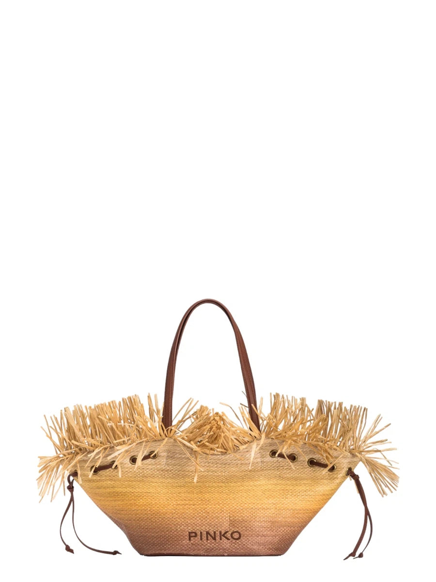 Extra Pagoda Shopper in Rafia Sfumata-Pinko-Borse a spalla-Vittorio Citro Boutique