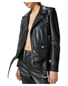 Giacca Biker in Morbida Nappa con Zip Asimmetrica-Giacche-Pinko-Vittorio Citro Boutique