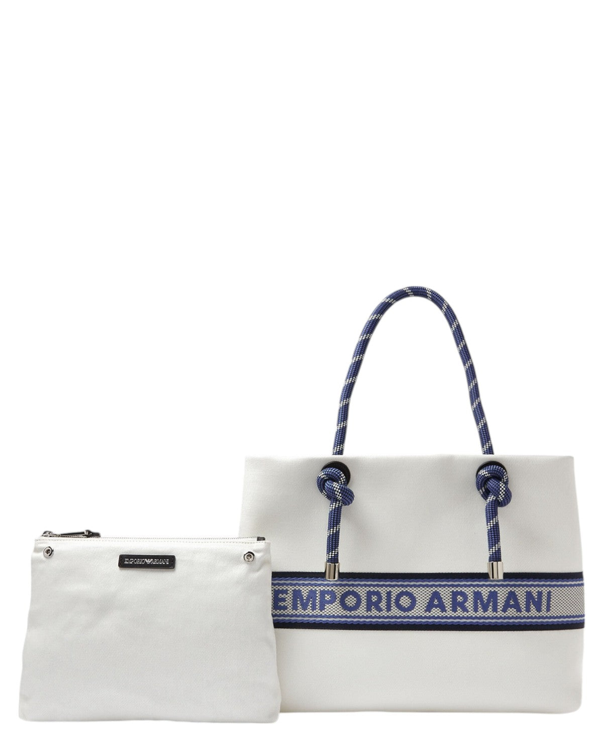 Borsa Tote Emporio Armani con Ricamo e Pouch Rimovibile-Emporio Armani-Borse a mano-Vittorio Citro Boutique