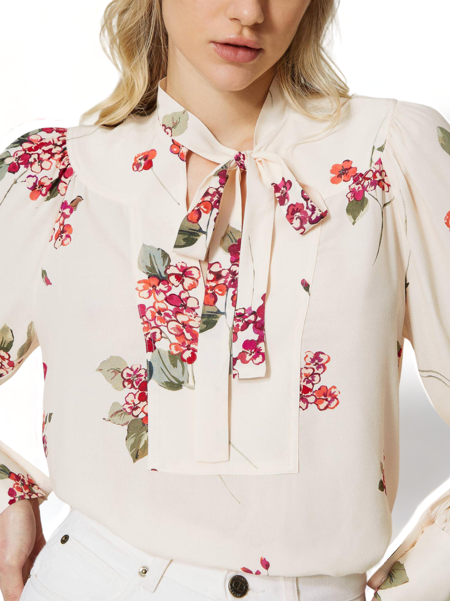 Blusa in crêpe a fiori-Twinset-Camicie-Vittorio Citro Boutique