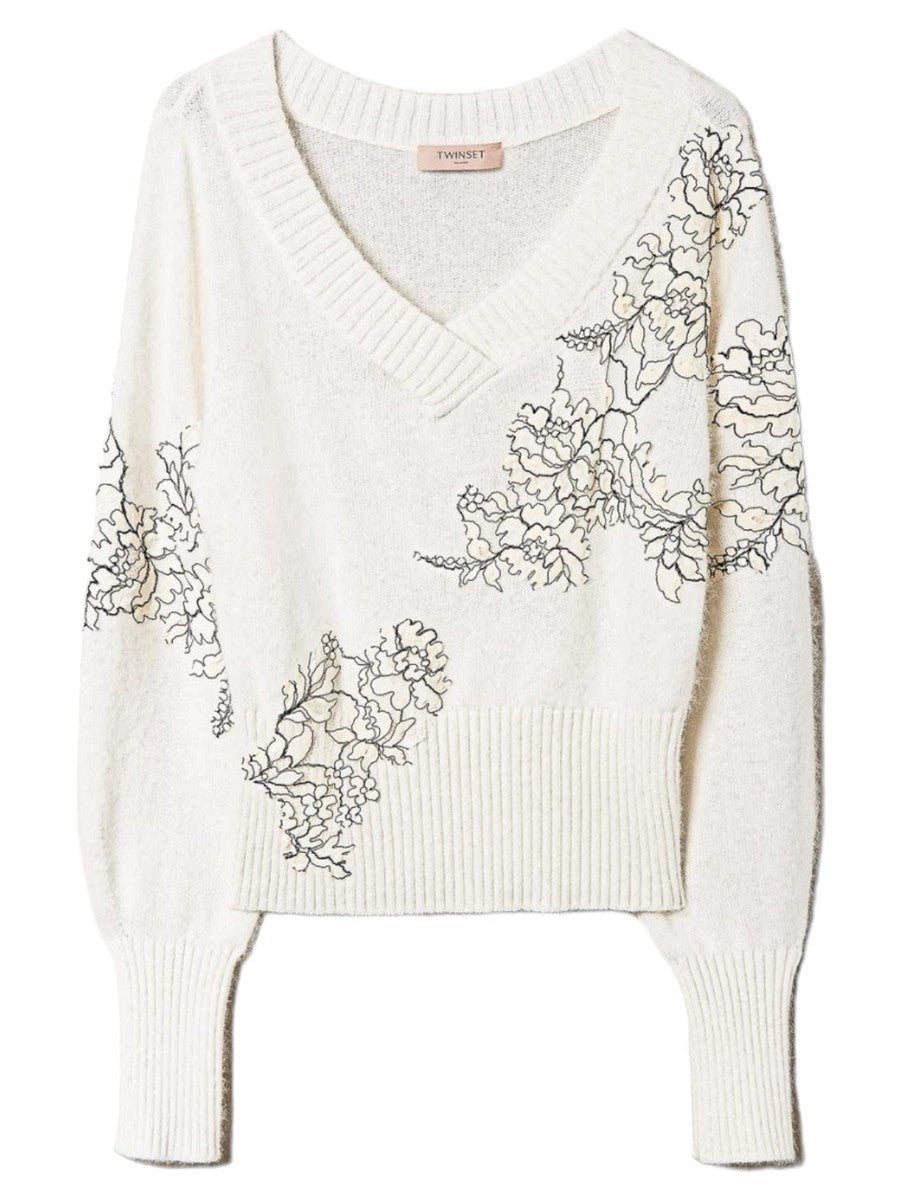 Maglia in misto angora con pizzo-Twinset-Maglieria-Vittorio Citro Boutique