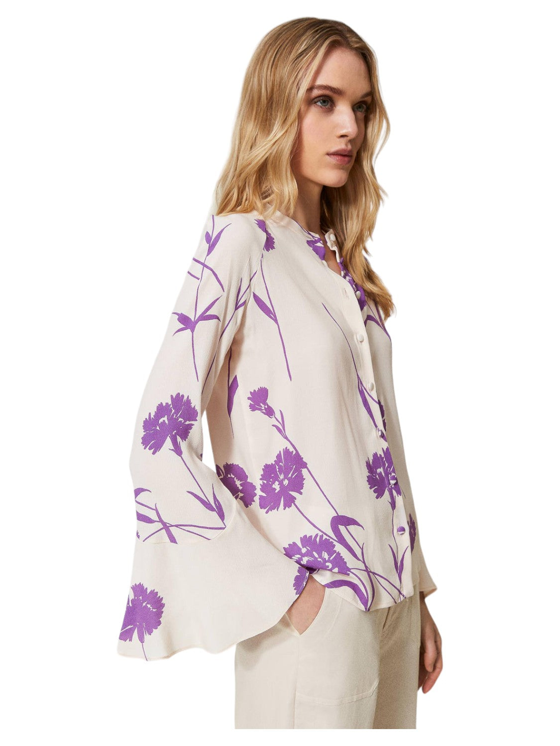 Camicia in crepe a fiori-Twinset-Camicie-Vittorio Citro Boutique