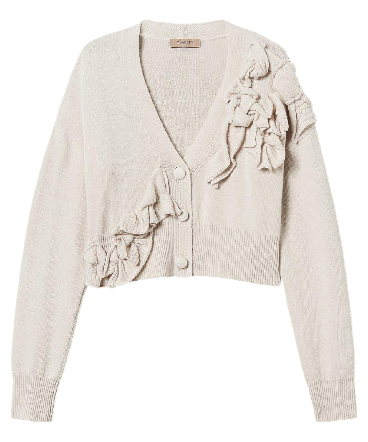 Cardigan con Volant in Misto Lana-Maglieria-Twinset-Vittorio Citro Boutique