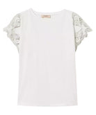 T-shirt in Cotone con Maniche in Pizzo Macramè-Twinset-T-shirt-Vittorio Citro Boutique