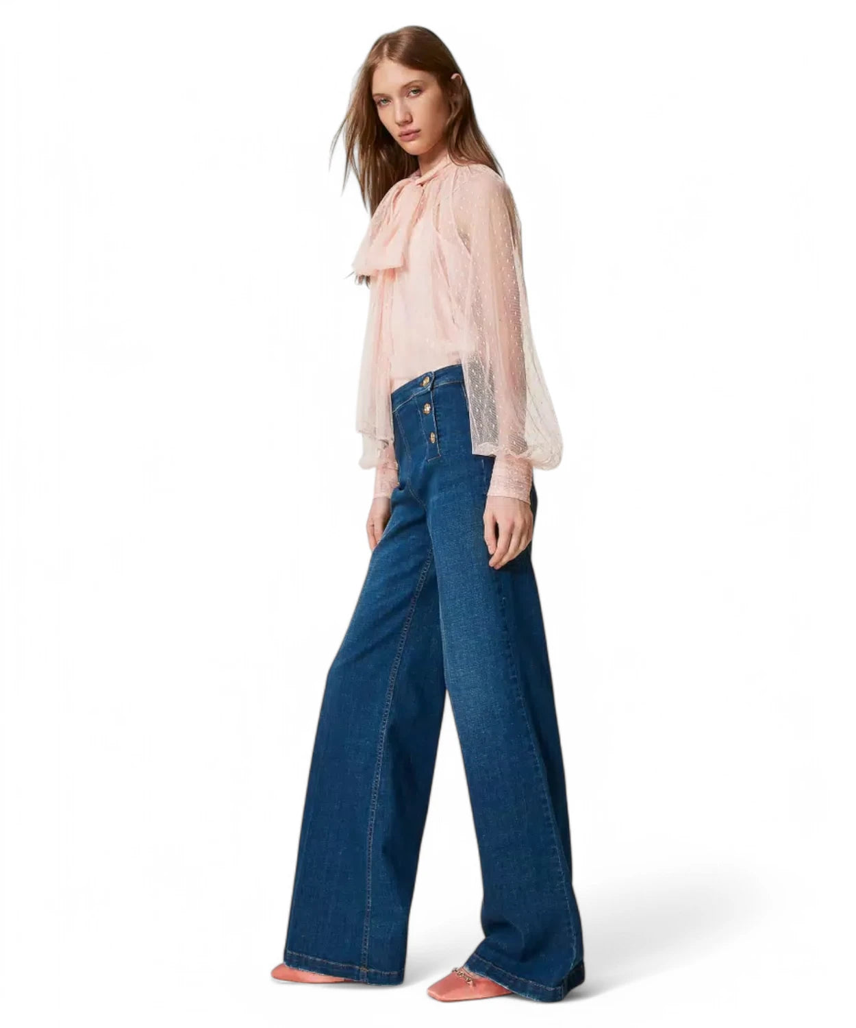 Jeans Flared Twinset con Bottoni Décor-Jeans-Twinset-Vittorio Citro Boutique