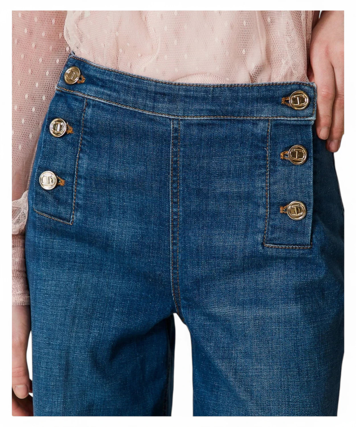 Jeans Flared Twinset con Bottoni Décor-Jeans-Twinset-Vittorio Citro Boutique