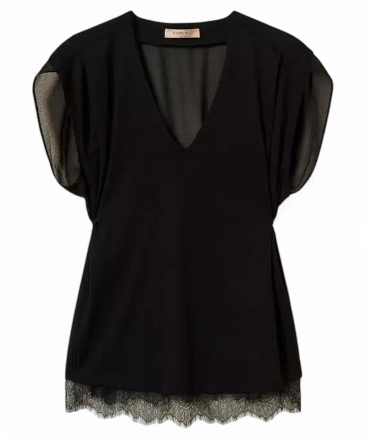 Top in Jersey e Georgette con Pizzo e Pieghe-Top-Twinset-Vittorio Citro Boutique