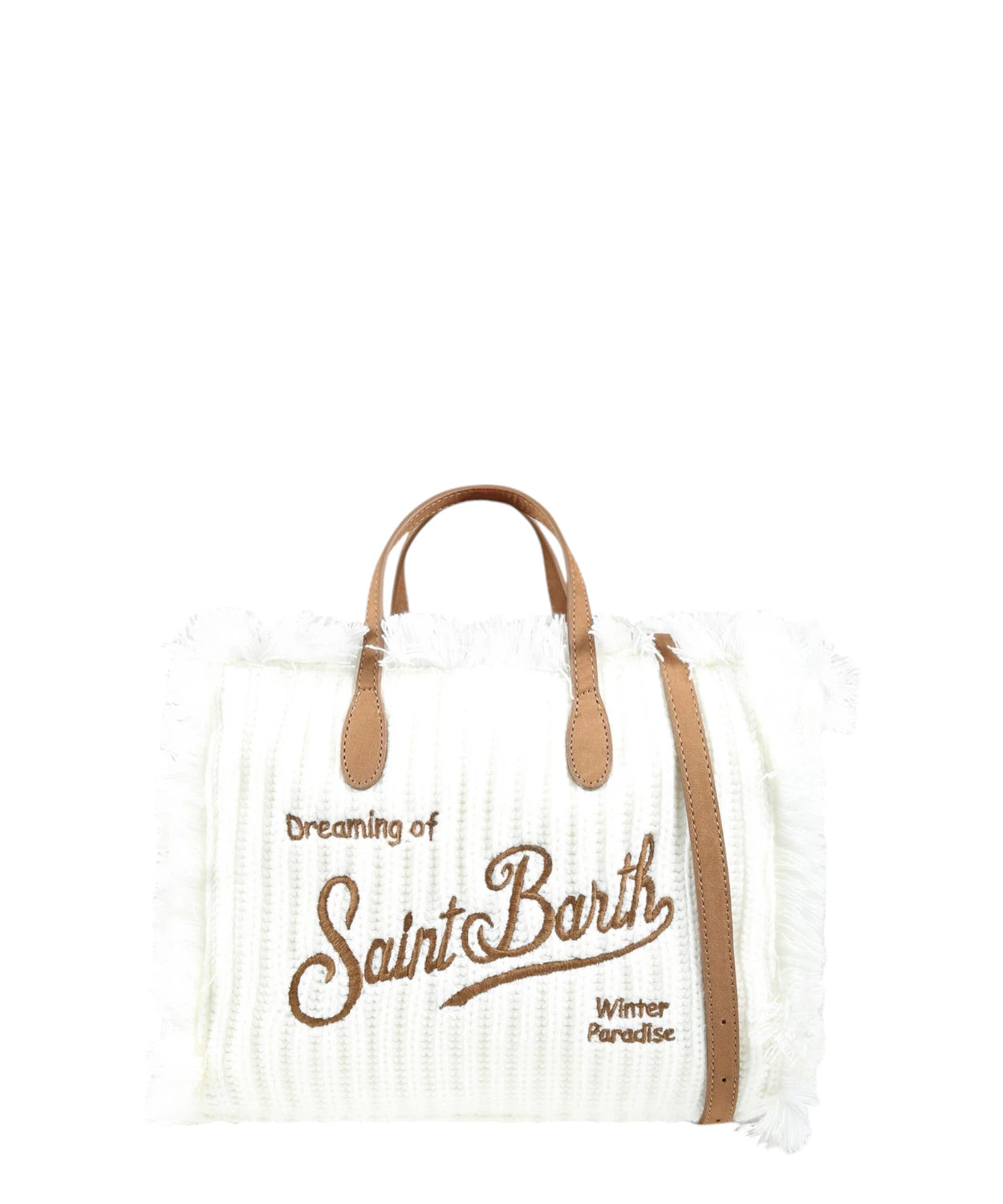 Borsa Tote Colette con Ricamo Bianco e Dettagli in Pelle-Mc2 Saint Barth-Borse a mano-Vittorio Citro Boutique