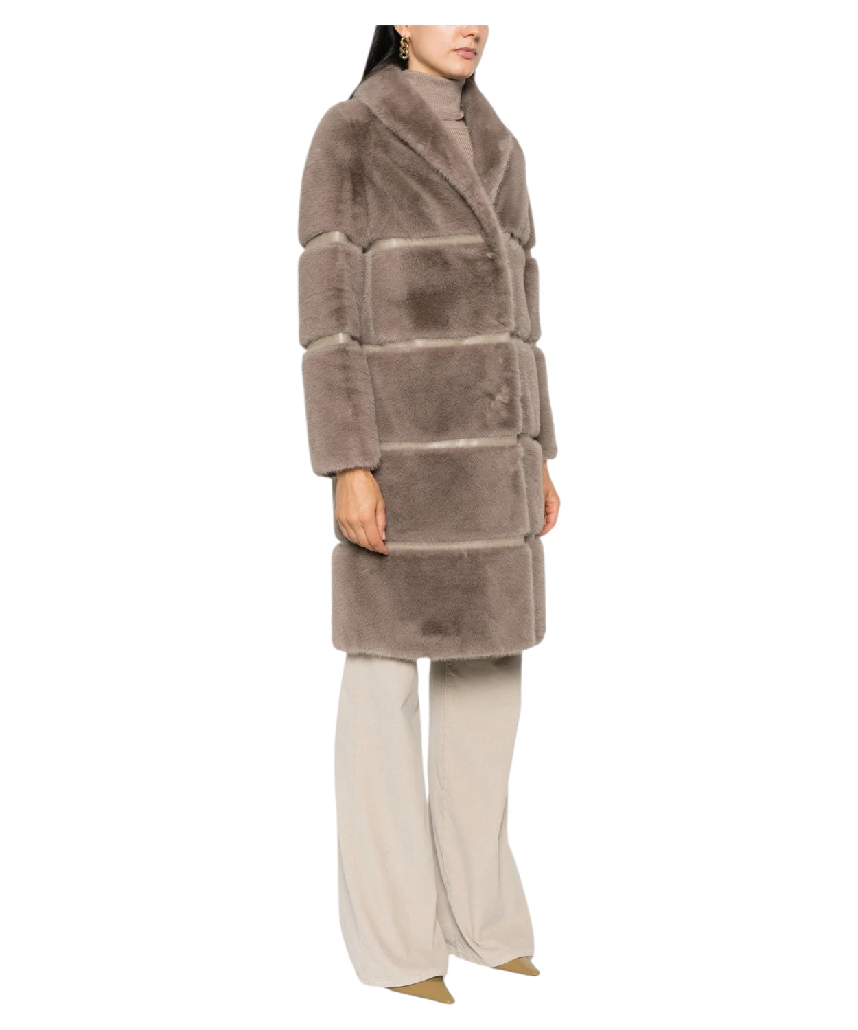 Cappotto in Finto Shearling Taupe | Eleganza Cruelty-Free-Twinset-Pellicce e shearling-Vittorio Citro Boutique