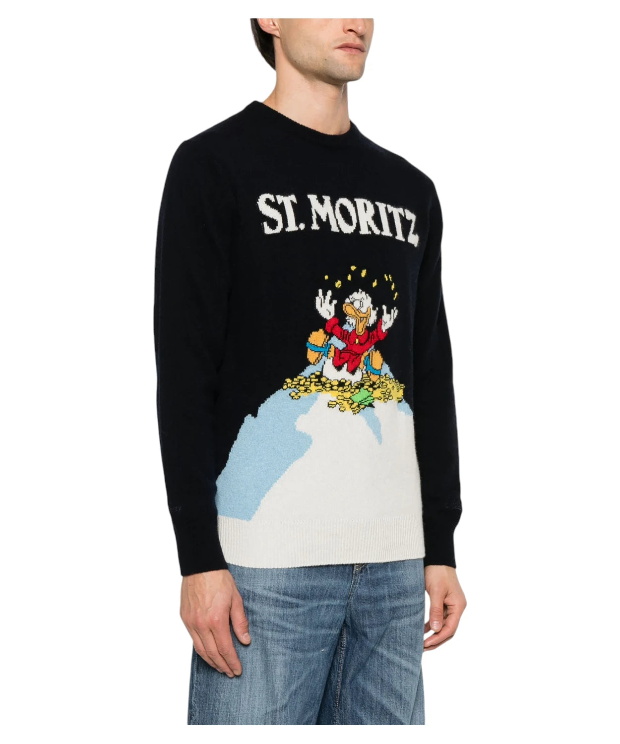 Maglione Heron x Disney Blu Notte con Motivo Jacquard-Mc2 Saint Barth-Maglieria-Vittorio Citro Boutique