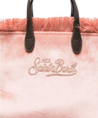 Borsa Vanity Mini in Velluto Rosa con Frange e Decorazioni-Mc2 Saint Barth-Borse a mano-Vittorio Citro Boutique