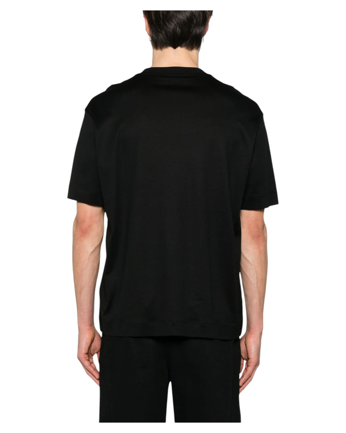 T-shirt Emporio Armani Nera con Logo Ricamato-T-shirt-Emporio Armani-Vittorio Citro Boutique