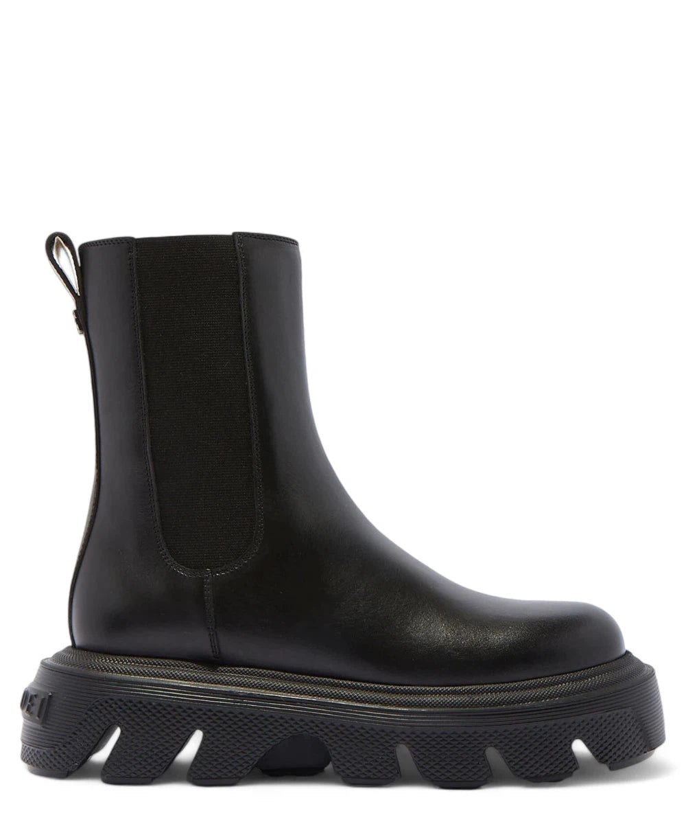 Generation C Leather Ankle Boot in Pelle di Vitello Nera-Casadei-Stivali-Vittorio Citro Boutique