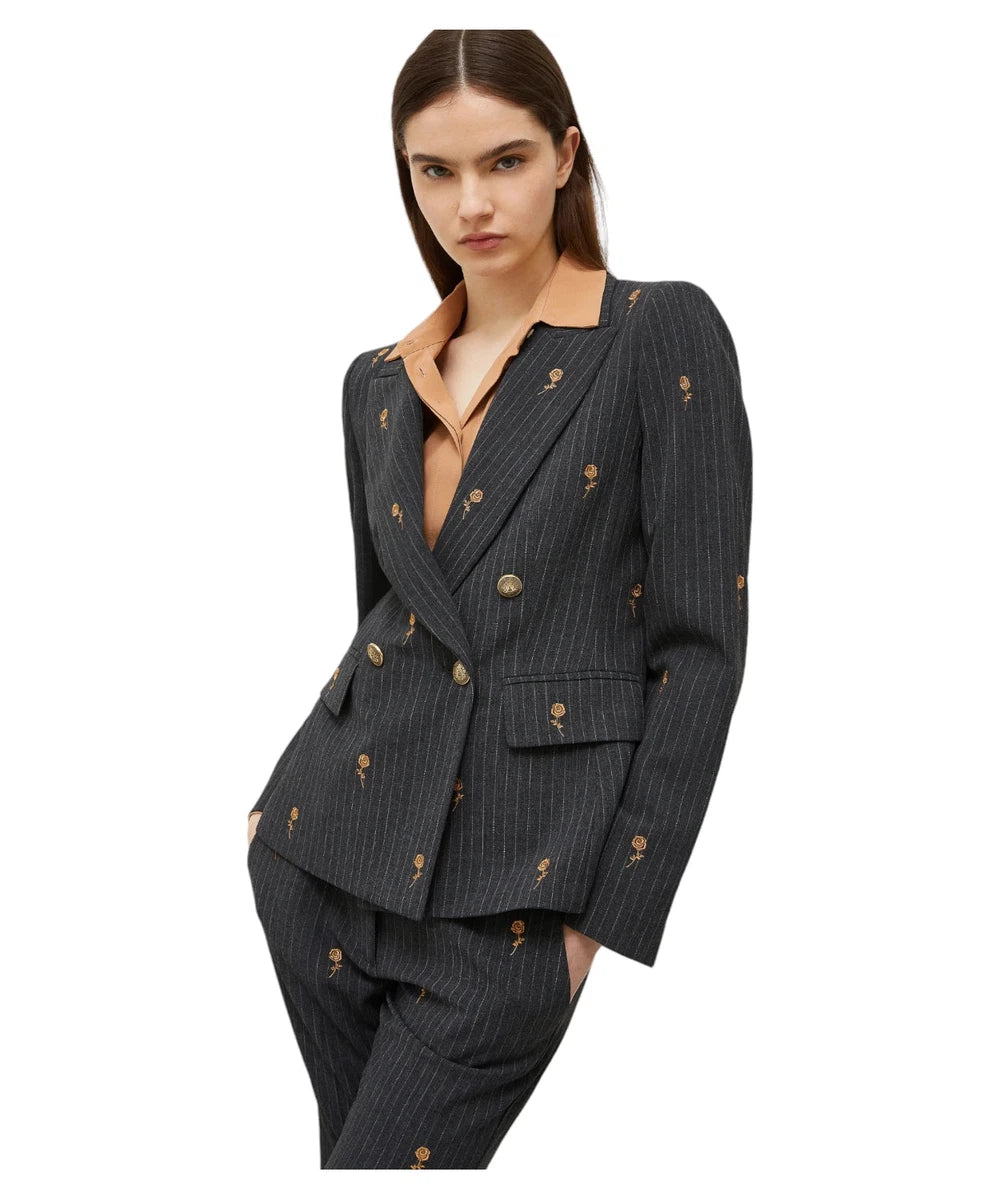 Blazer Edera Doppio Petto con Ricami Floreali-Marella-Giacche-Vittorio Citro Boutique