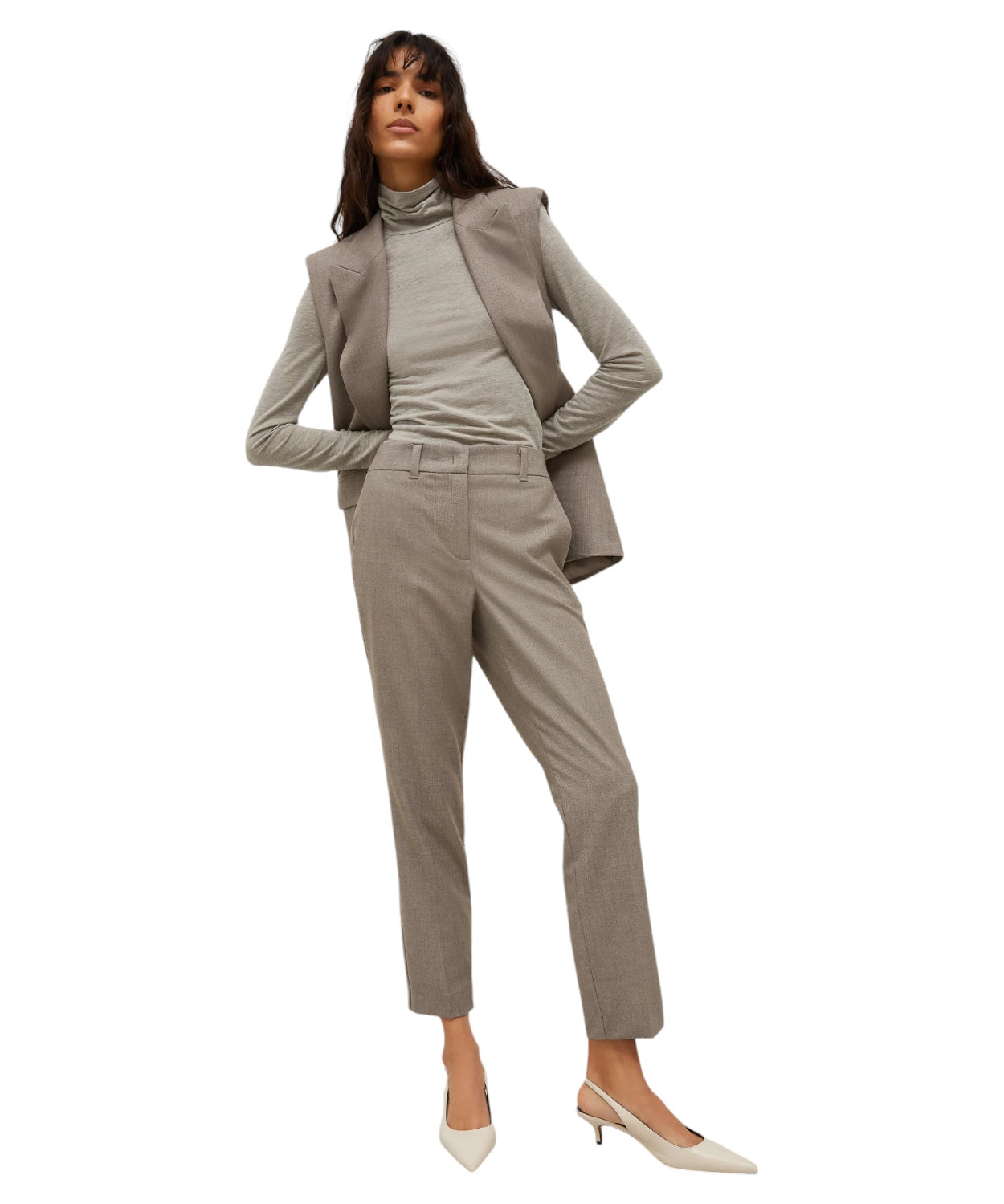 Pantaloni Brown in Flanella Stretch-Marella-Pantaloni-Vittorio Citro Boutique