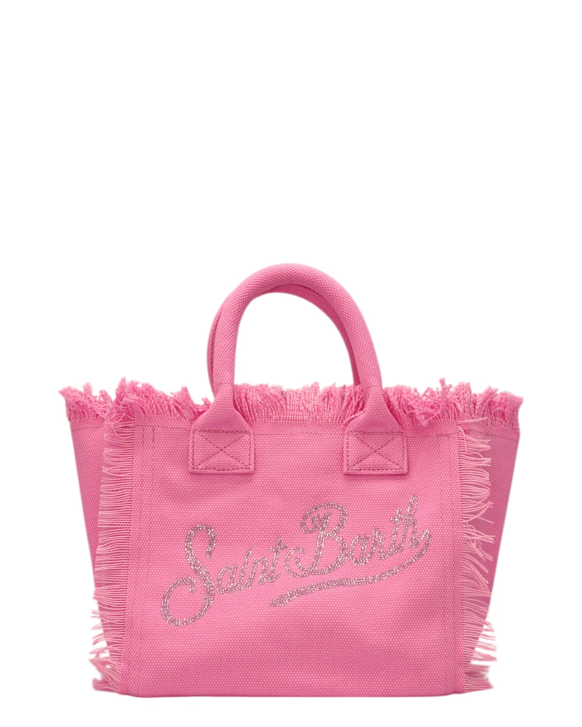 Borsa Colette in Tela di Cotone Rosa con Scritta Brillantinata-Mc2 Saint Barth-Borse a mano-Vittorio Citro Boutique