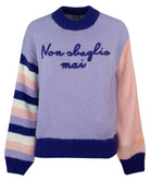 Maglione "Non Sbaglio Mai" Viola con Intarsi Beige-Maglieria-Mc2 Saint Barth-Vittorio Citro Boutique