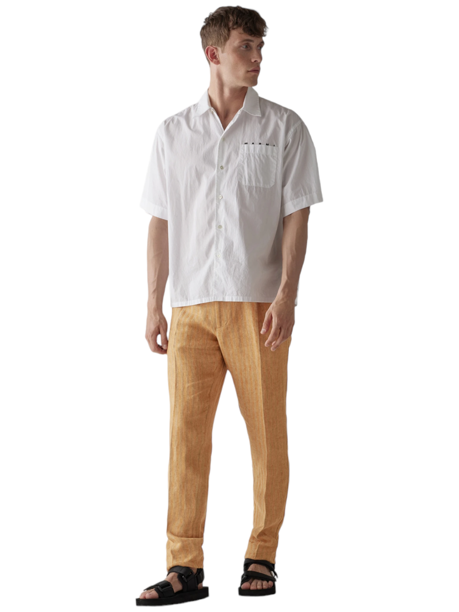 Pantaloni in lino con motivo a righe-Lardini-Pantaloni-Vittorio Citro Boutique