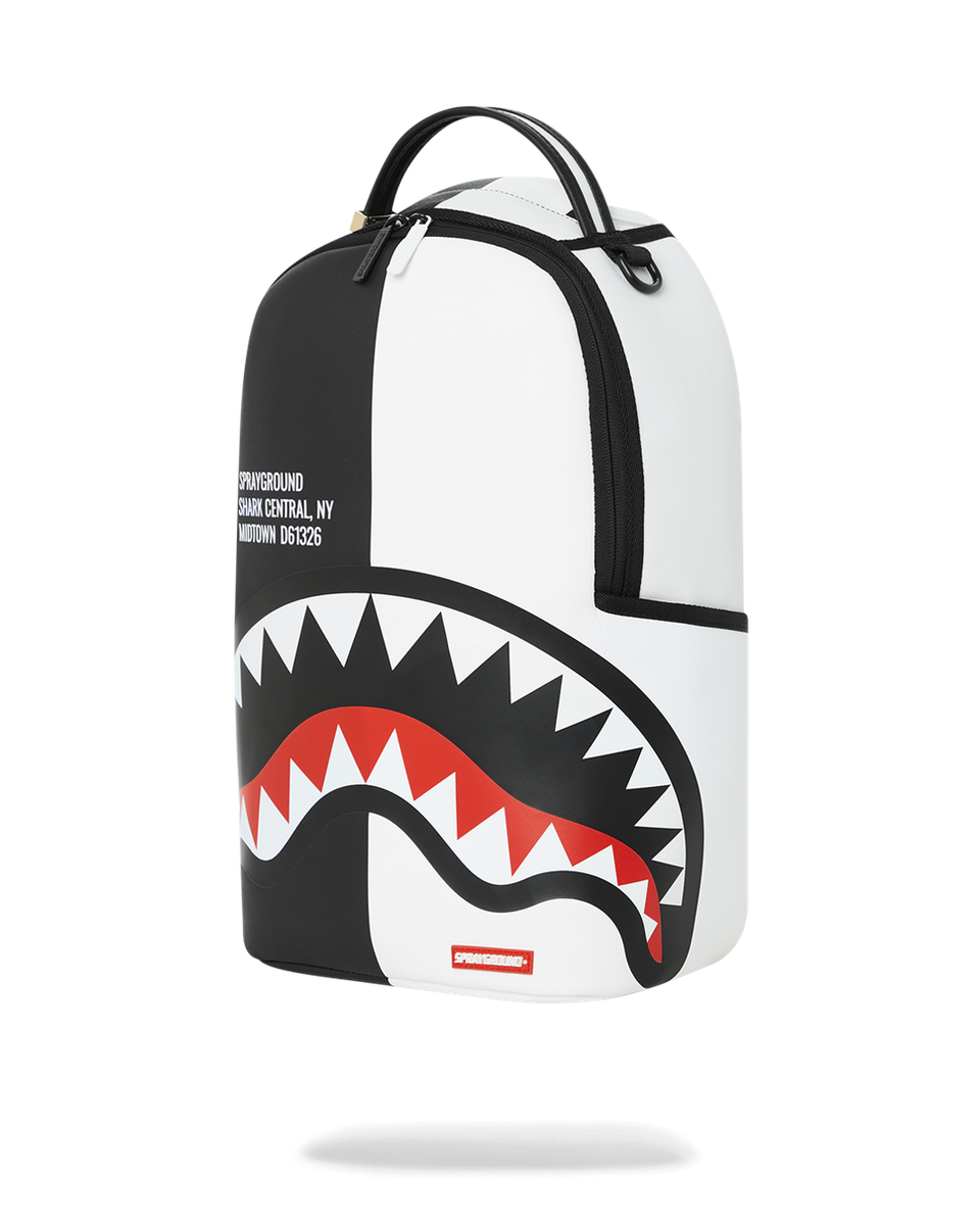 SHARK CENTRAL 2.0 SPLIT BLACK WHITE BACKPACK-Sprayground-Zaini-Vittorio Citro Boutique