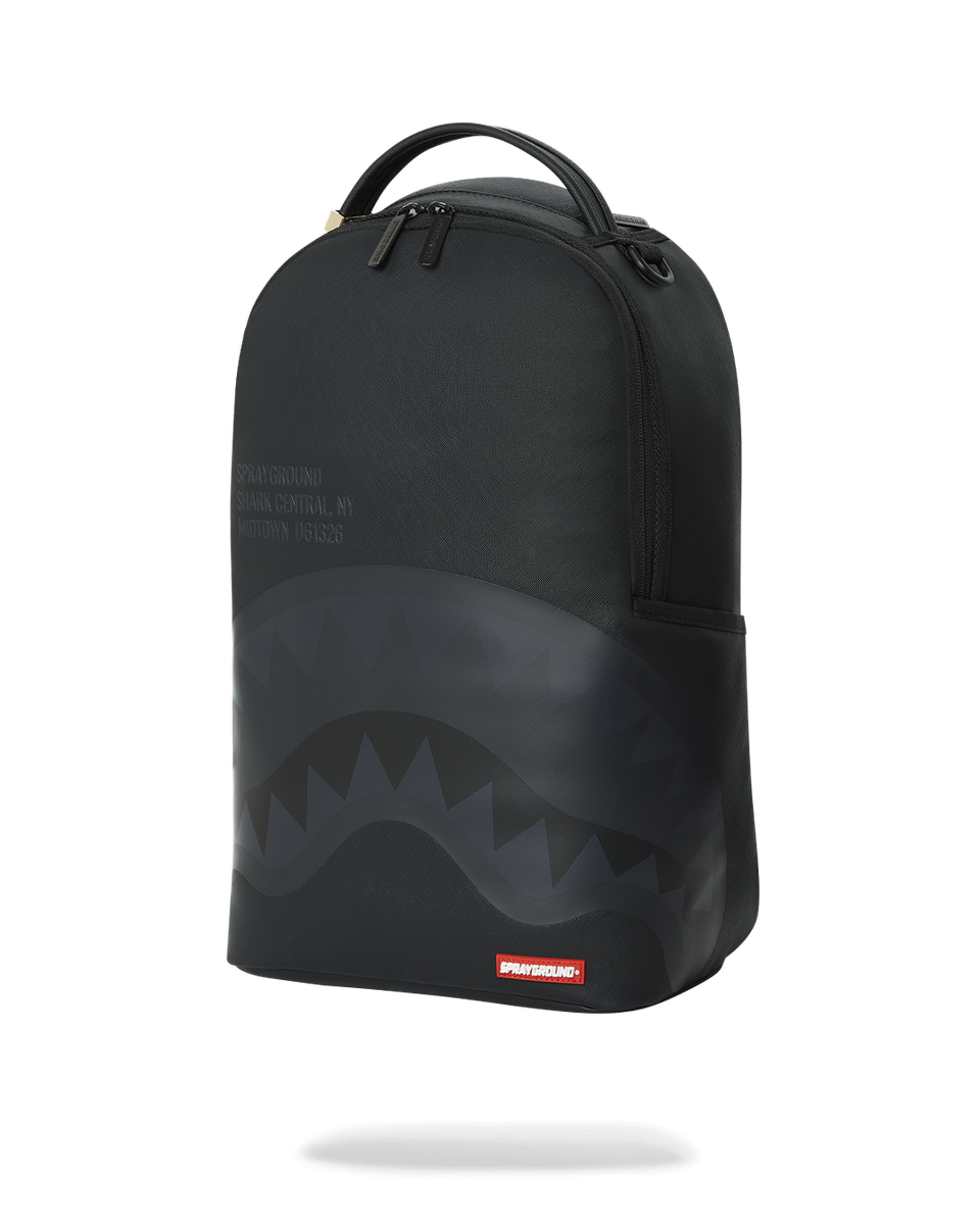 SHARK CENTRAL: 2.0: BLACK ON BLACK DLXSV BACKPACK-Sprayground-Zaini-Vittorio Citro Boutique