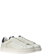 Sneaker in Pelle Panna con Dettaglio Blu-Doucal'S-Sneakers-Vittorio Citro Boutique