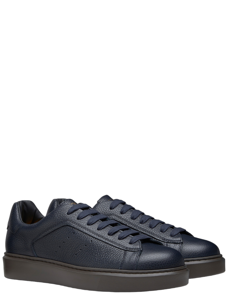 Sneaker in Pelle Bottalata Blu-Doucal'S-Sneakers-Vittorio Citro Boutique