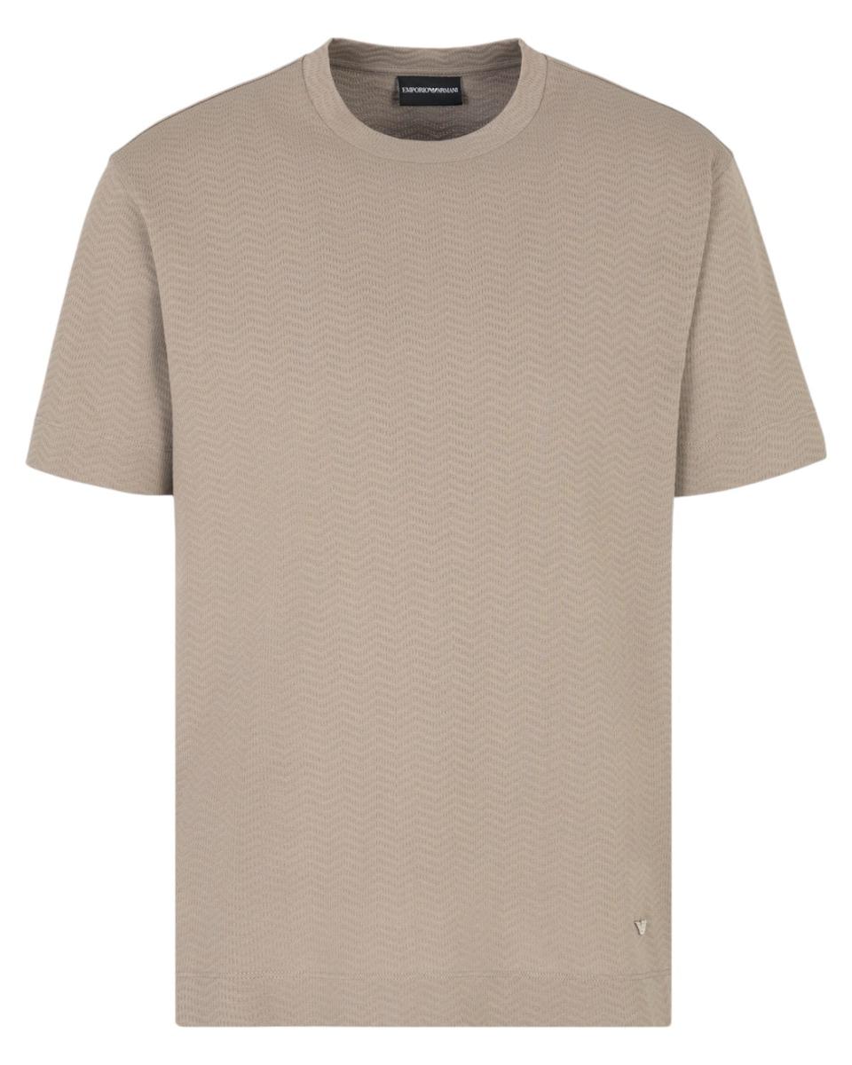 T-shirt i in jersey jacquard di puro cotone-Emporio Armani-T-shirt-Vittorio Citro Boutique