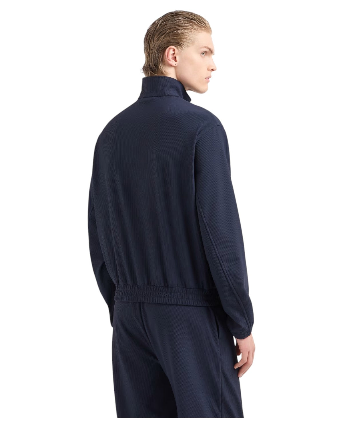 Blouson Full Zip in Nylon Stretch Effetto Canneté-Giacche-Emporio Armani-Vittorio Citro Boutique