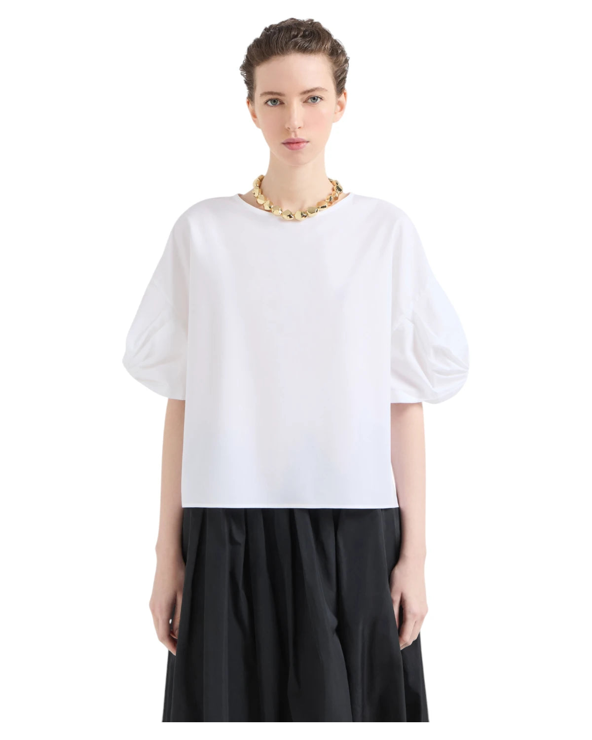 Blusa in Popeline di Cotone con Maniche Torchon-Emporio Armani-Camicie-Vittorio Citro Boutique