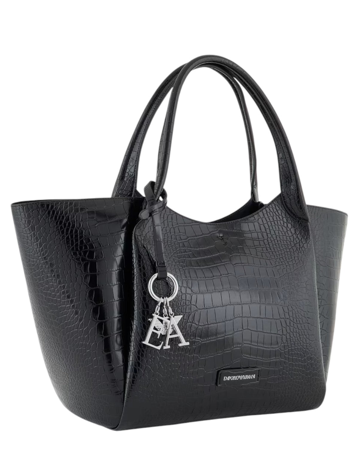 Maxi Shopper con Finish Stampa Cocco e Charm Logo-Borse a spalla-Emporio Armani-Vittorio Citro Boutique