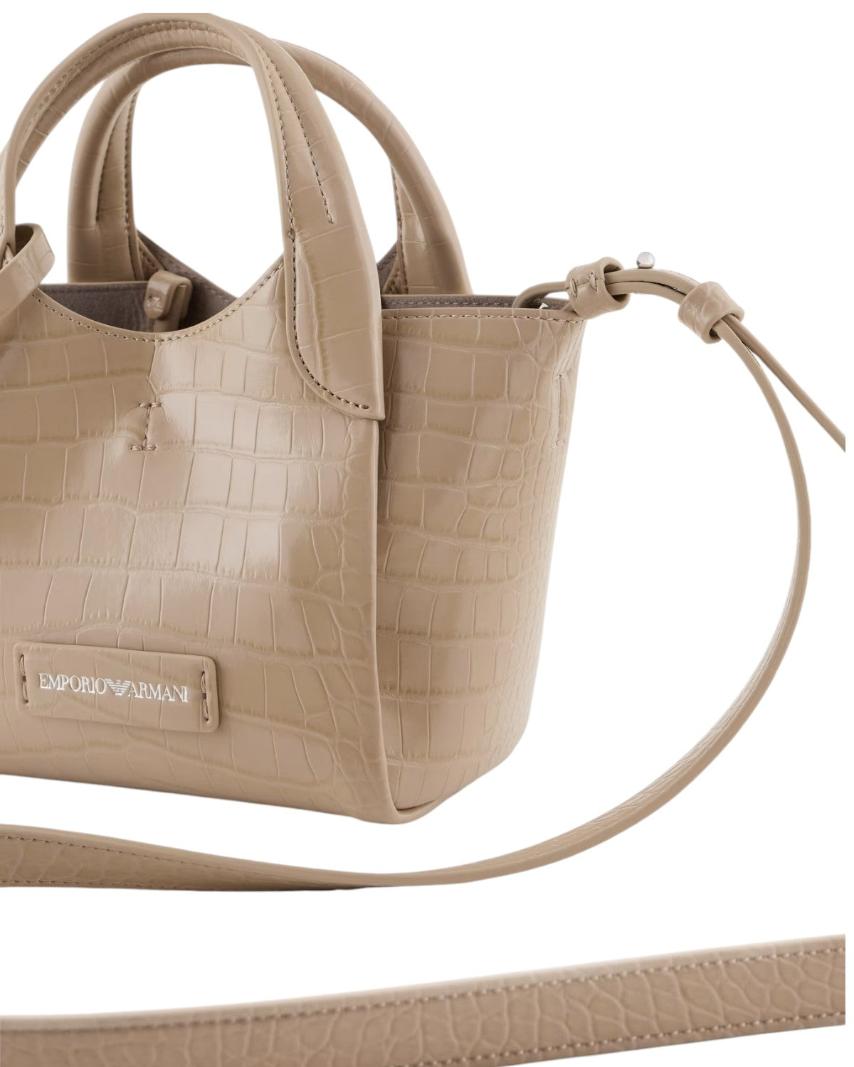 Shopper Piccola con Finish Stampa Cocco e Charm Logo-Emporio Armani-Borse a mano-Vittorio Citro Boutique