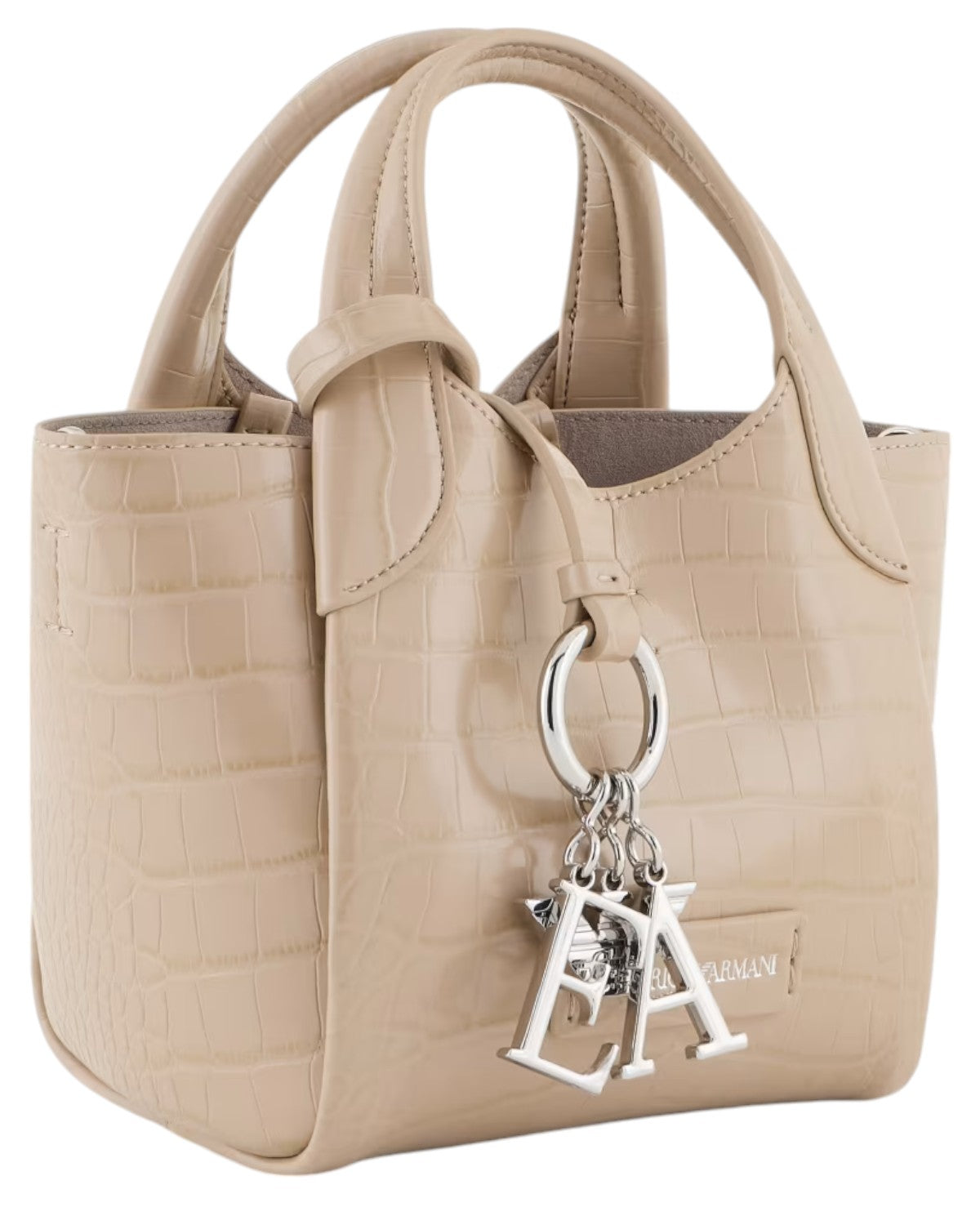 Shopper Piccola con Finish Stampa Cocco e Charm Logo-Borse a mano-Emporio Armani-Vittorio Citro Boutique