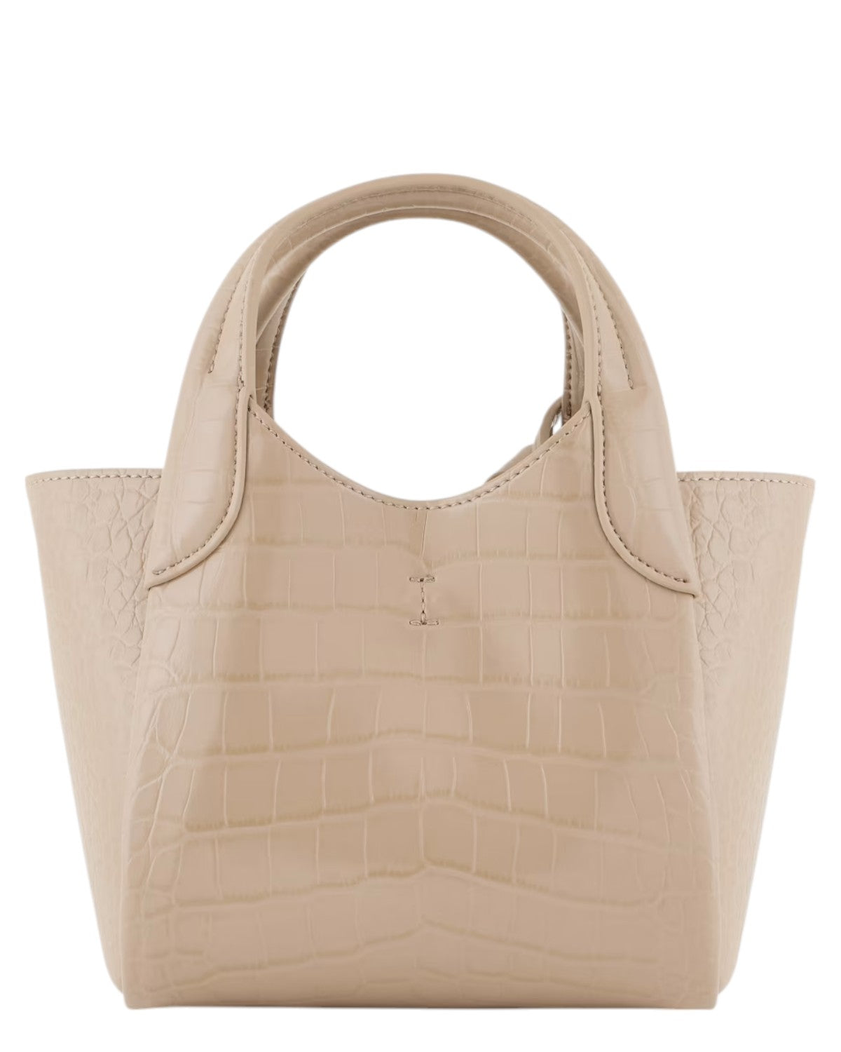 Shopper Piccola con Finish Stampa Cocco e Charm Logo-Emporio Armani-Borse a mano-Vittorio Citro Boutique