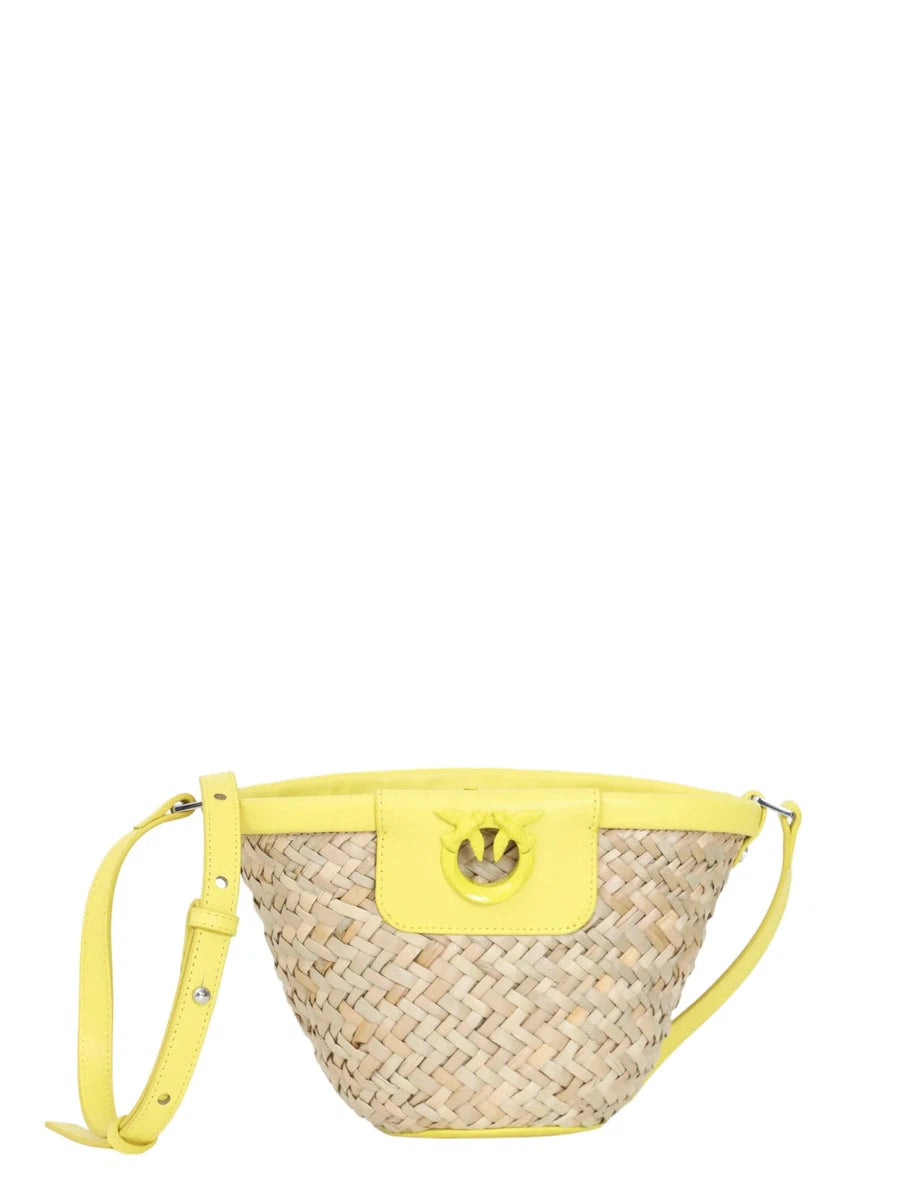 Borsa Secchiello Rafia e Pelle Love Summer-Pinko-Borse a spalla-Vittorio Citro Boutique