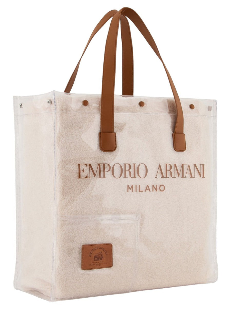 Shopper doppia in pvc e tessuto teddy Capsule Chalet-Emporio Armani-Borse a spalla-Vittorio Citro Boutique