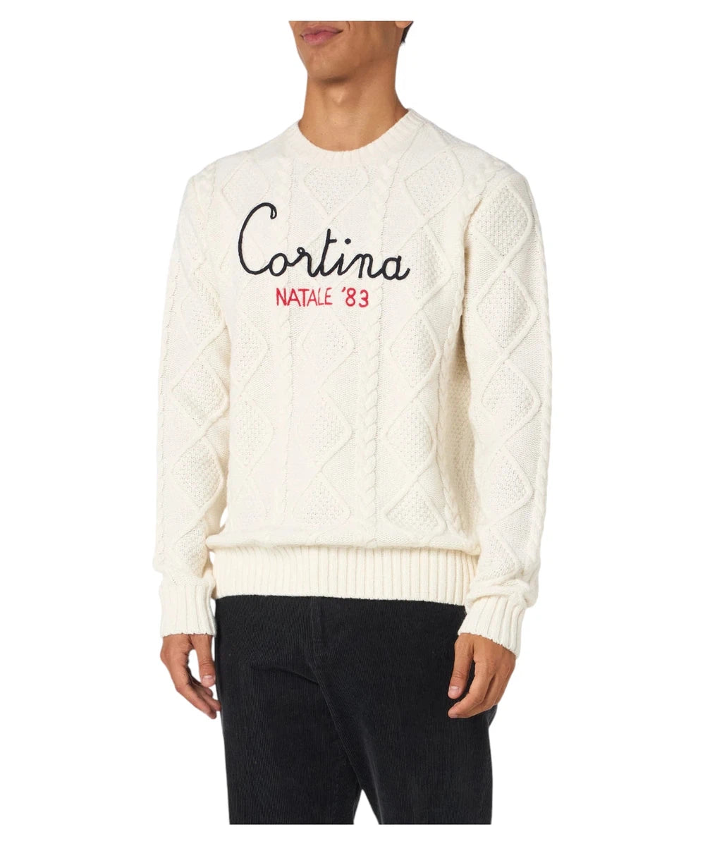 Maglione Bergen in Misto Cashmere con Ricamo "Cortina Natale '83" – Special Edition Vacanze-Mc2 Saint Barth-Maglieria-Vittorio Citro Boutique