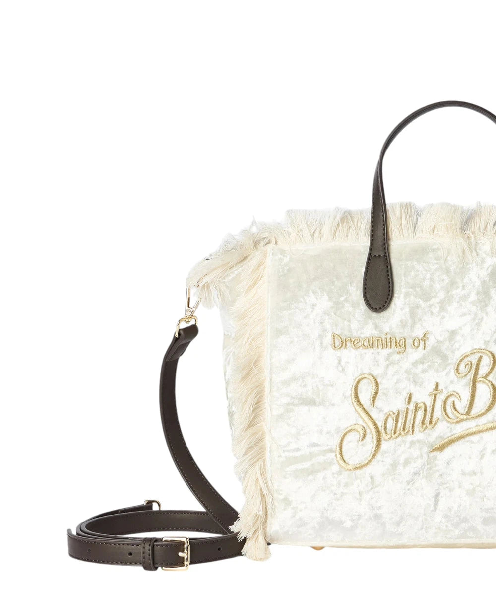 Borsa a Mano Colette in Ciniglia Bianca con Ricamo Logo-Mc2 Saint Barth-Borse a mano-Vittorio Citro Boutique