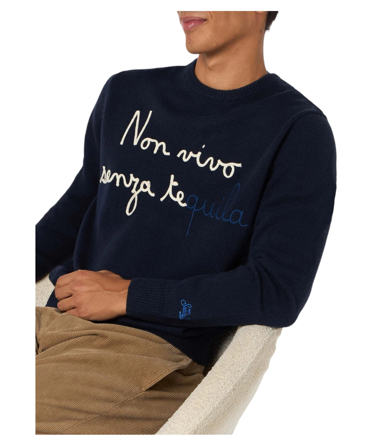 Maglione Heron con Ricamo "Non Vivo Senza Tequila"-Mc2 Saint Barth-Maglieria-Vittorio Citro Boutique