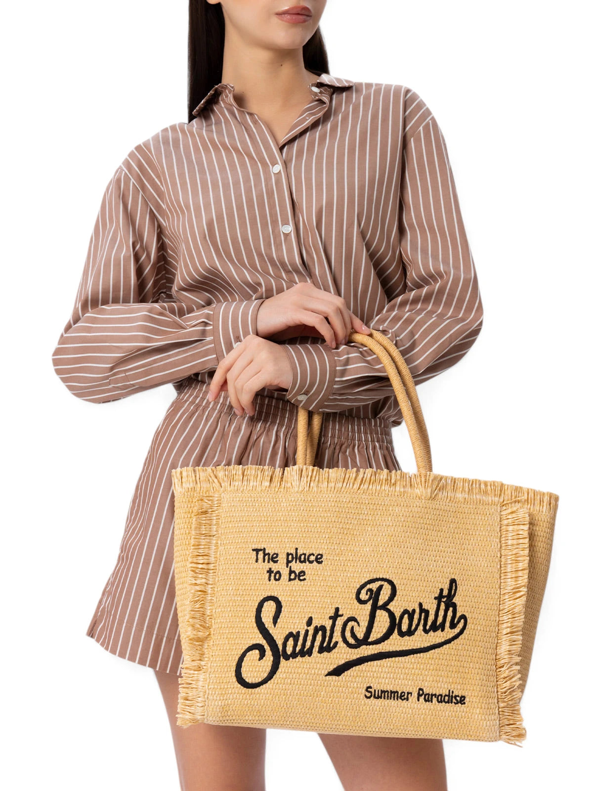 Borsa a Spalla Vanity Effetto Paglia Beige-Mc2 Saint Barth-Borse a spalla-Vittorio Citro Boutique