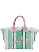 Borsa a spalla Vanity in canvas a righe verde-Mc2 Saint Barth-Borse a spalla-Vittorio Citro Boutique