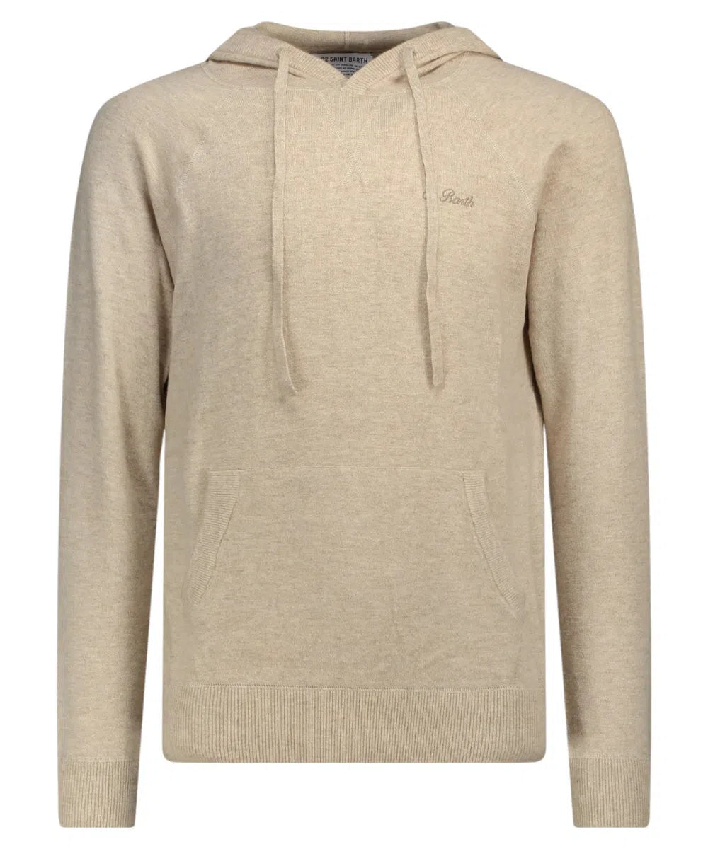 Maglione Willbur Hooded Knit in Lana e Cashmere Beige-Mc2 Saint Barth-Maglieria-Vittorio Citro Boutique