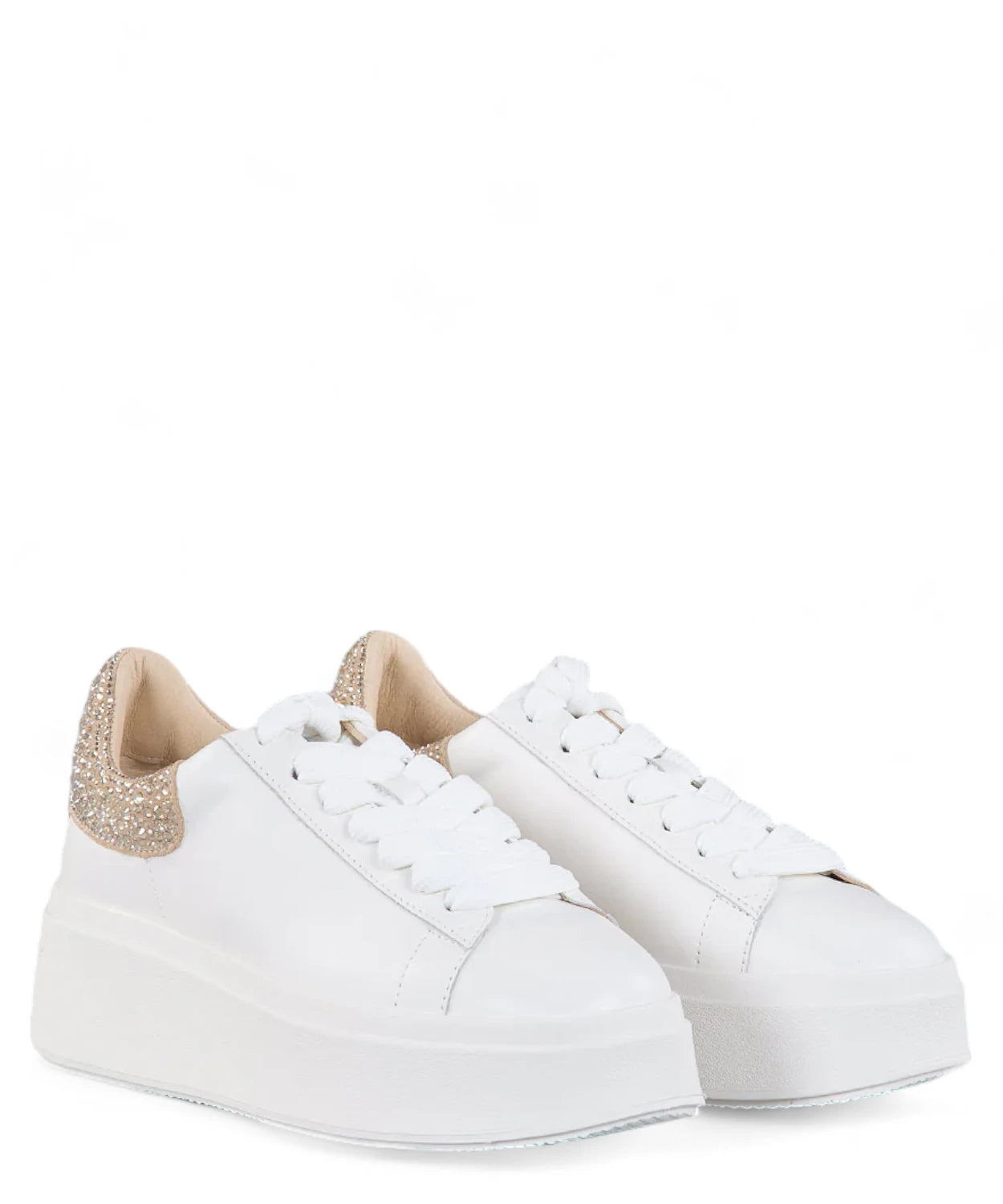 Sneakers in Pelle Bianca con Dettaglio Strass-ASH-Sneakers-Vittorio Citro Boutique