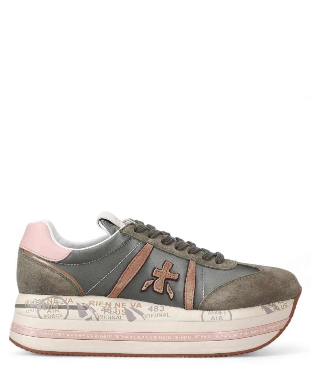 Sneakers Beth 6956 in Pelle e Tessuto con Logo a Contrasto-Premiata-Sneakers-Vittorio Citro Boutique