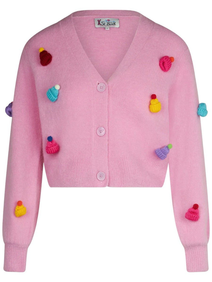 Cardigan corto garzato con maniche a sbuffo-Mc2 Saint Barth-Maglieria-Vittorio Citro Boutique