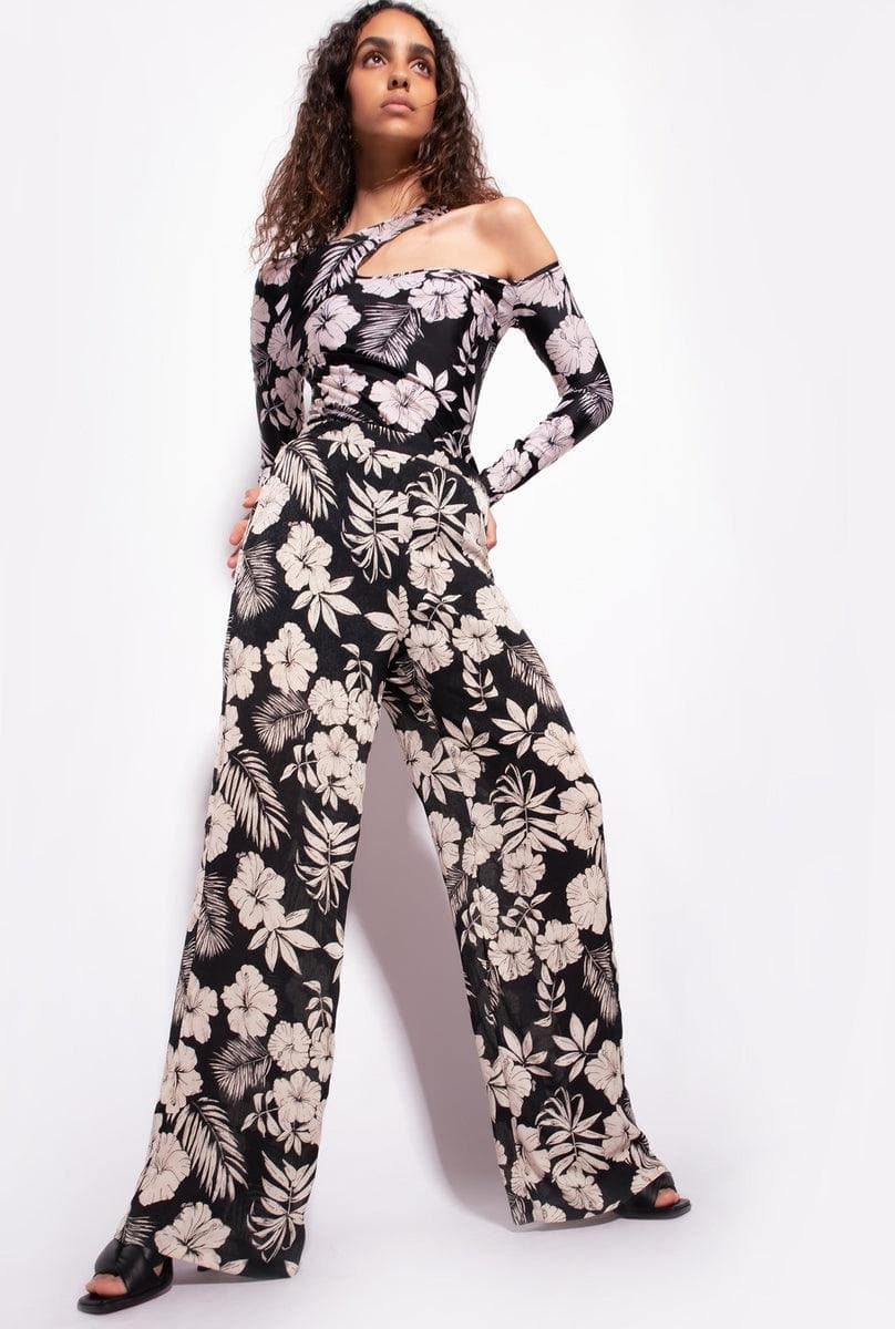 PANTALONI PACATO WIDE-LEG FIORE GRAFICO - Vittorio Citro Boutique